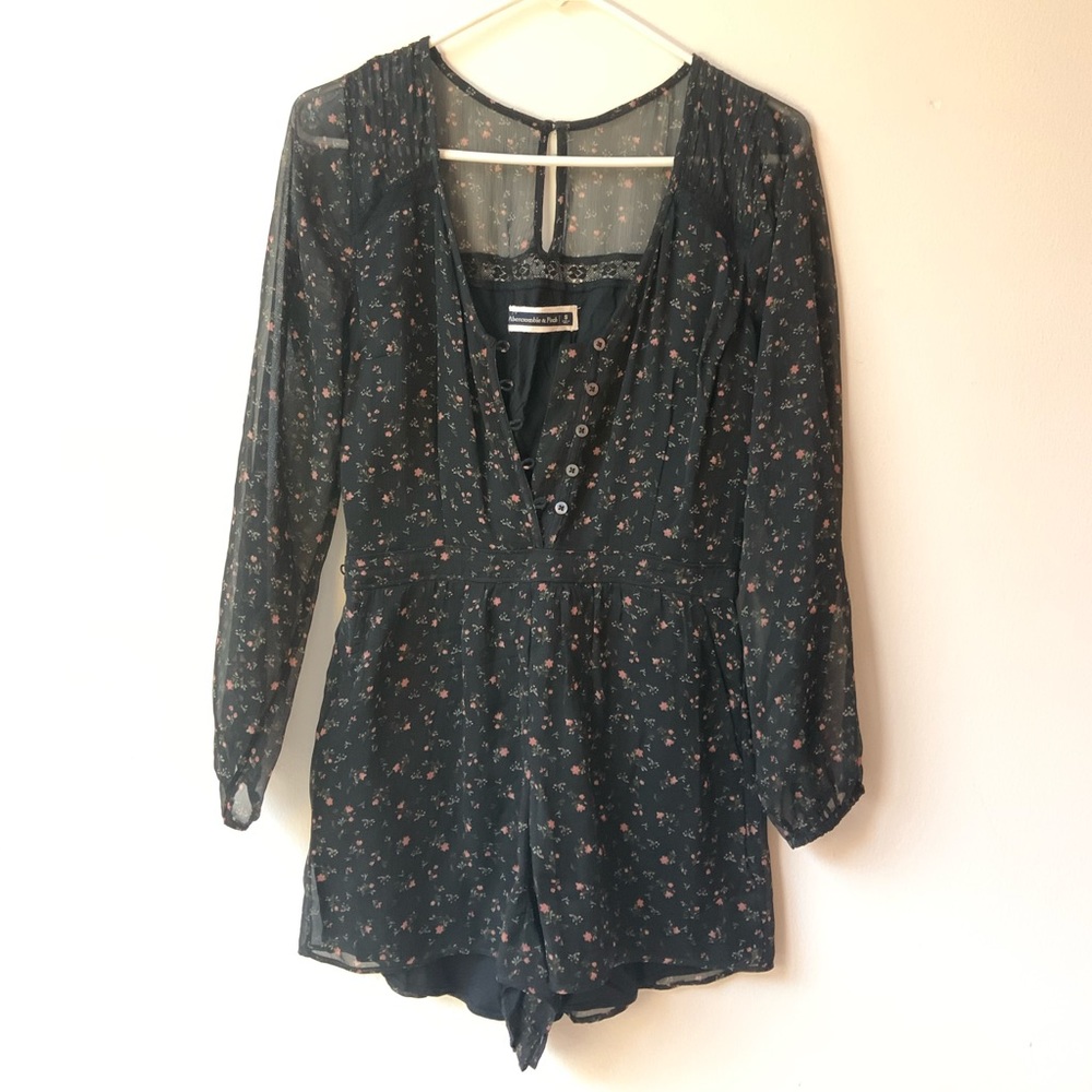 Abercrombie & Fitch Black Floral Romper